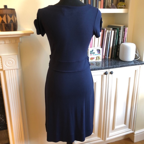 Navy Blue Soft Synthetic Dress - Picture 4 of 7